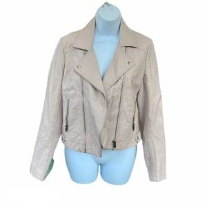 Forever 21 Cream Pleather Motorcycle Jacket